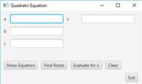 Write a JavaFX GUI application that works with 2nd Order Polynomials: f(x)