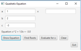 = ax2 + bx + c and the quadratic formula: roots =