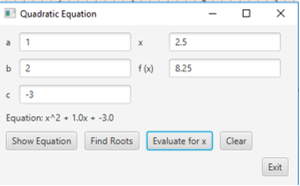 -b b2 4ac ---------------- 2a The starting GUI looks as follows: Show
