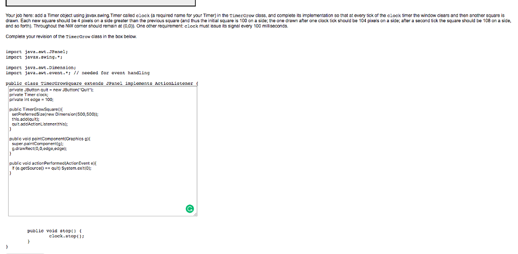a display window and display in that window a square with NW