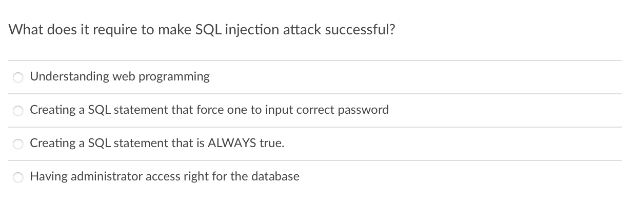  What does it require to make SQL injection attack successful? Understanding