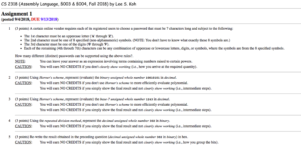  This is Assembly Language. CS 2318 (Assembly Language, S003 & S004,