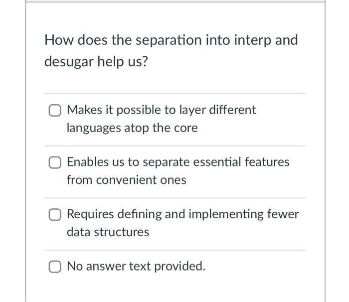 racket programming from principal of programming language How does the separation into