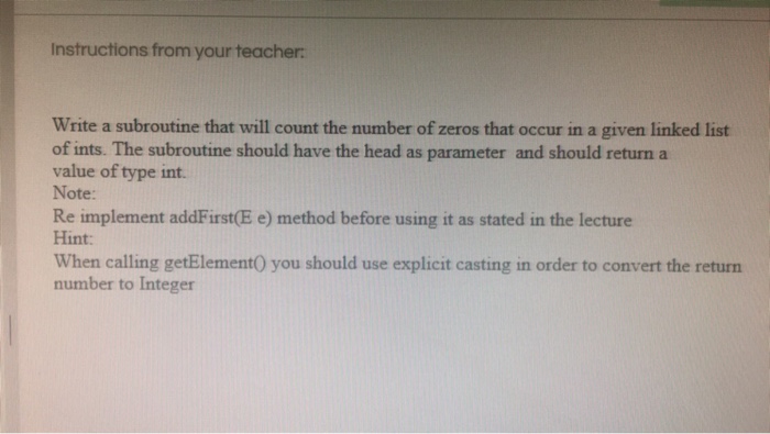  Solve this question with (java) language Instructions from your teacher Write