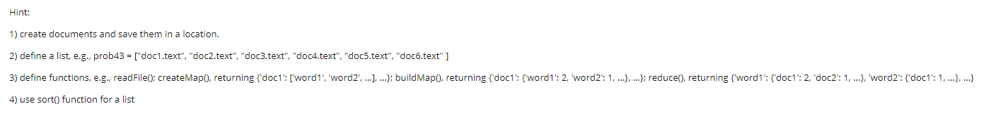 In python Hint: 1) create documents and save them in a location.