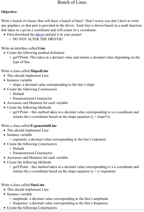  I NEED IT TO BE BY DRJAVA PROGRAM Bunch of Lines