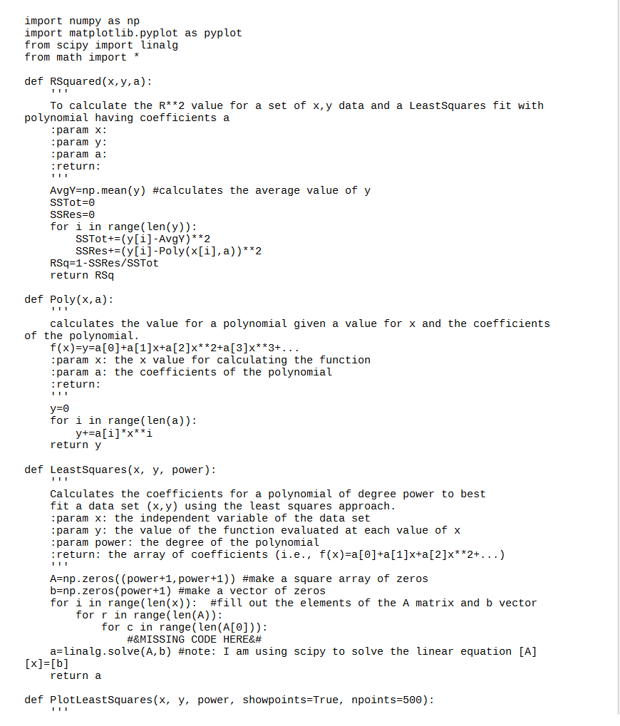  please fill in missing code import numpy as np import matplot