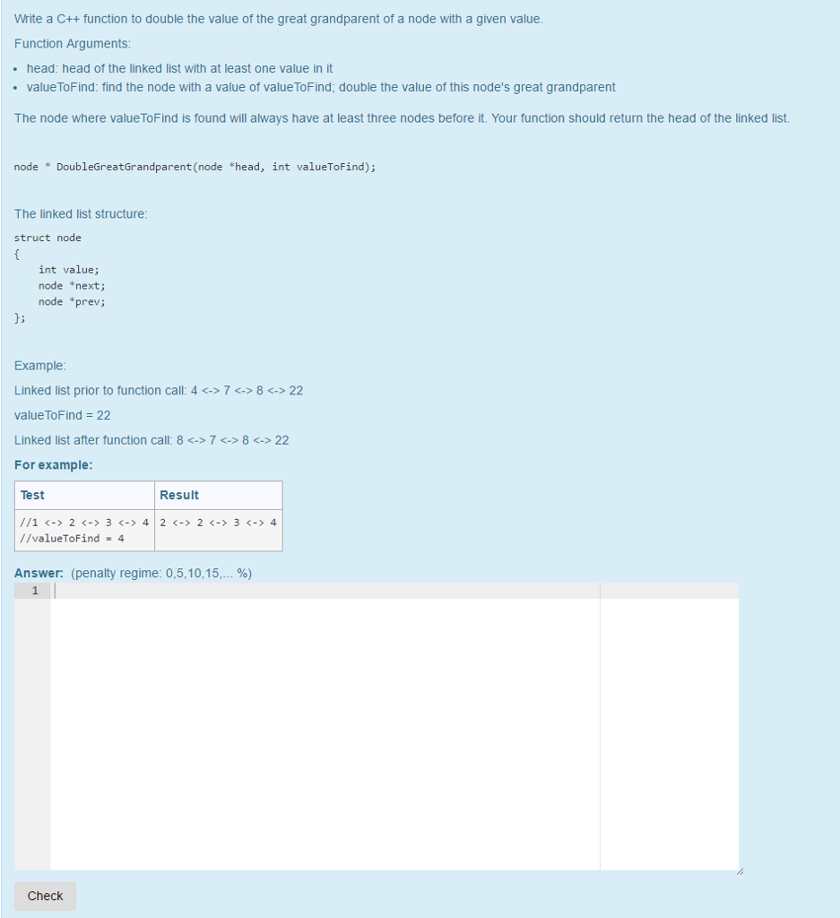  C++ problem please add explain Write a C++ function to double