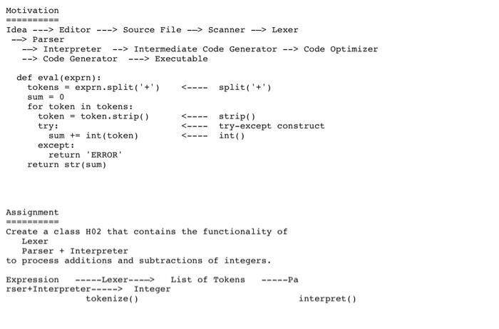 Motivation Idea ---> Editor ---> Source File --> Scanner --> Lexer