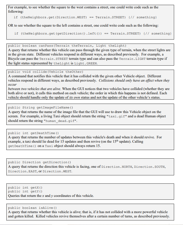 to model the various vehicles in the city. The classes will have