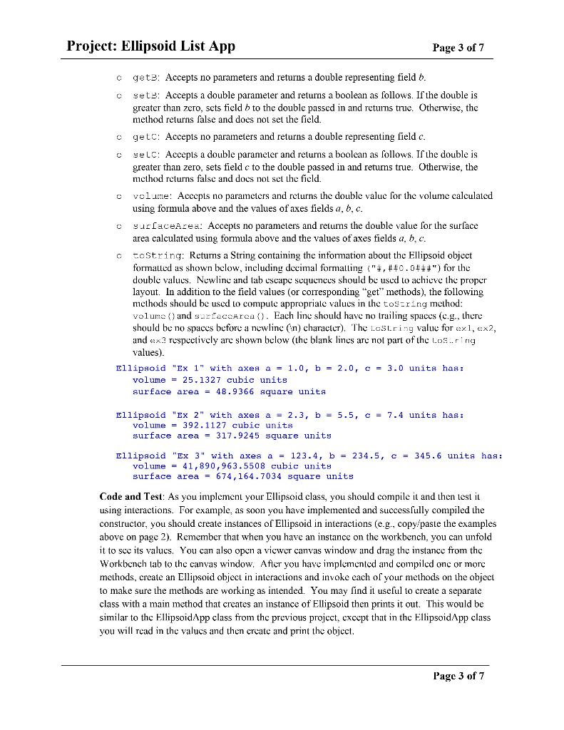 I'm lost at this point when it comes Ellippsoid list app part.