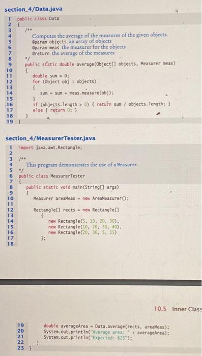 implementation of the Data class in Section 10.4 to use both a