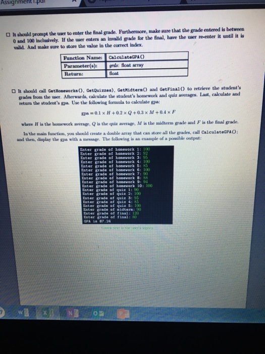 code. GPA Calculator For this assigament, you will calculate the grade point