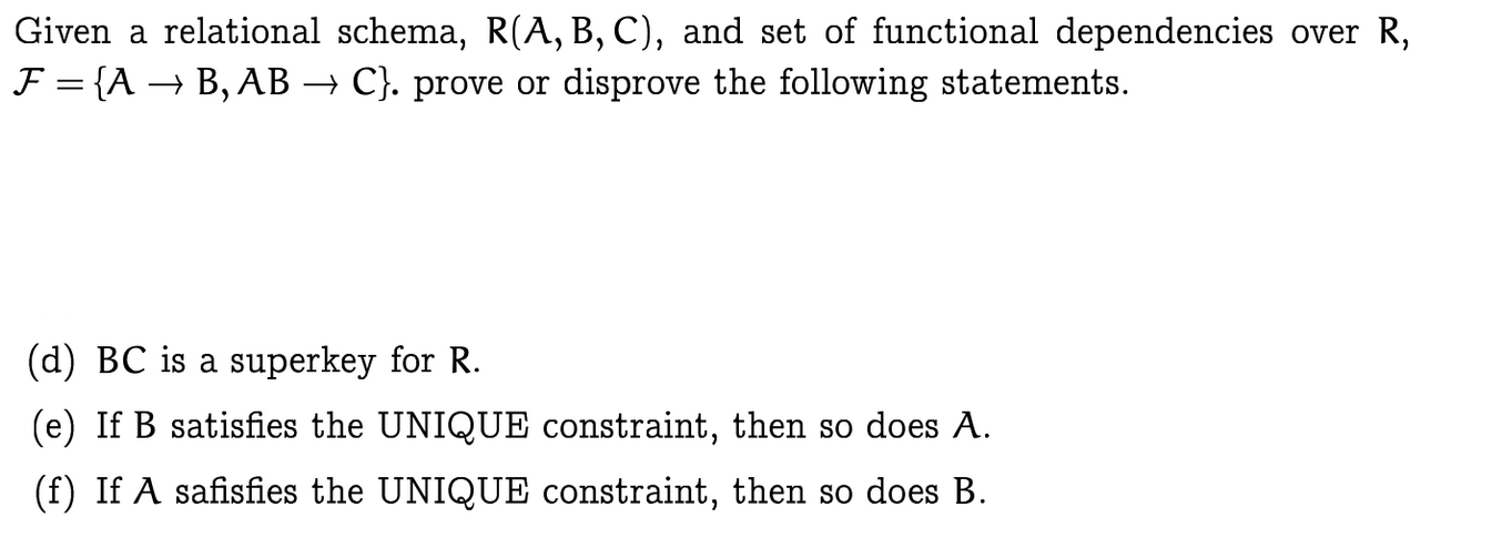 READ QUESTION DONT COPY PASTE ANSWER D, E AND F ONLY Given