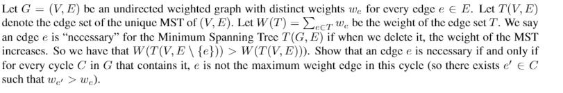  Let G = (V, E) be an undirected weighted graph with