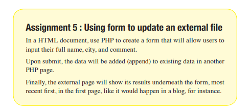  Assignment 5: Using form to update an external file In a