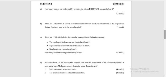  QUESTION 2 115 MARKS a) How many strings can be formed