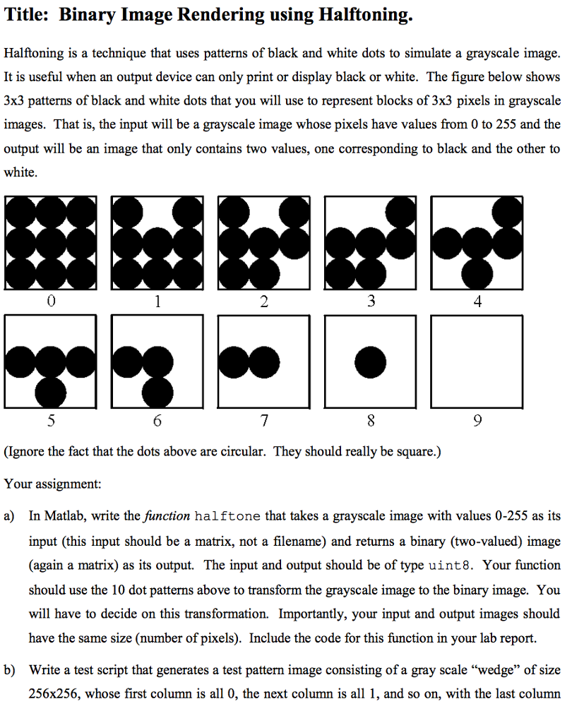 Image processing problem: halftoning by using matrix and computing the averages. Please