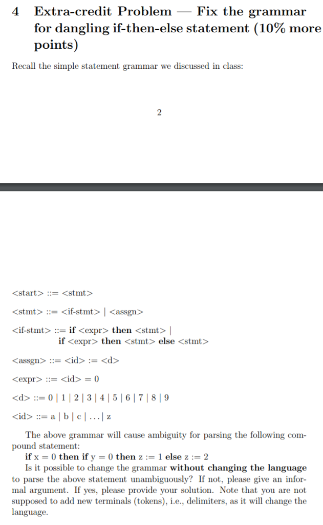 Extra-credit Problem_ Fix the grammar for dangling if-then-else statement (10% more