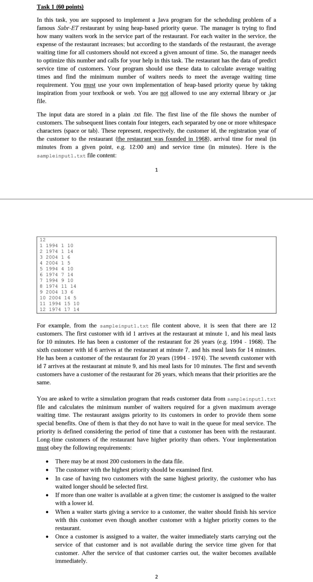  I only need task2 but it is dependent on task1. please