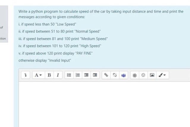  of Write a python program to calculate speed of the car