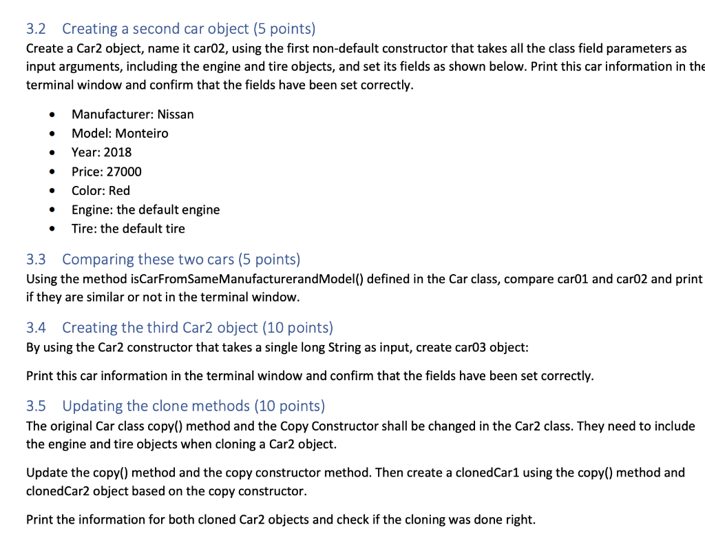 non-default constructor #2 public Car(String carInfo) { // carInfo is a single