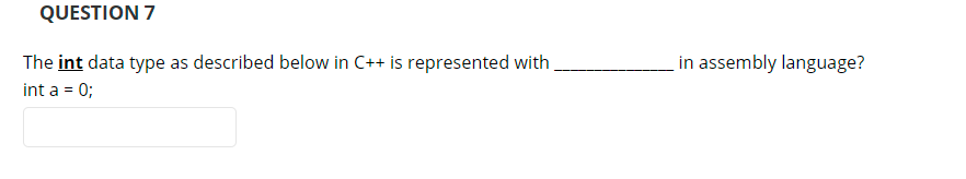 undefined QUESTION 7 The int data type as described below in C++