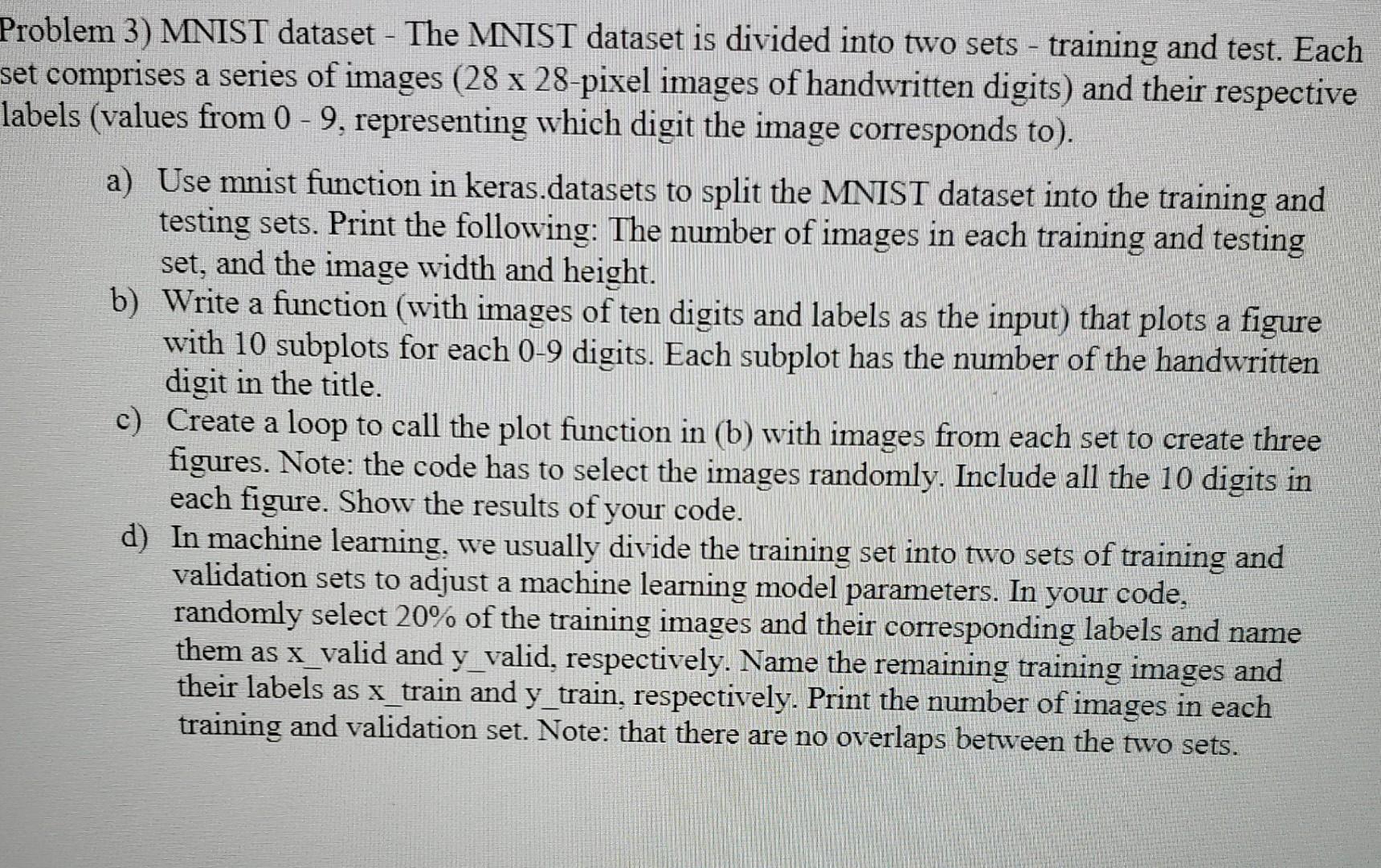  Please do this part in Python, thank you a Problem 3)
