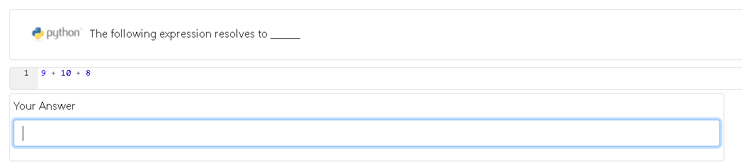  python. The following expression resolves to 1 9 + 10 +