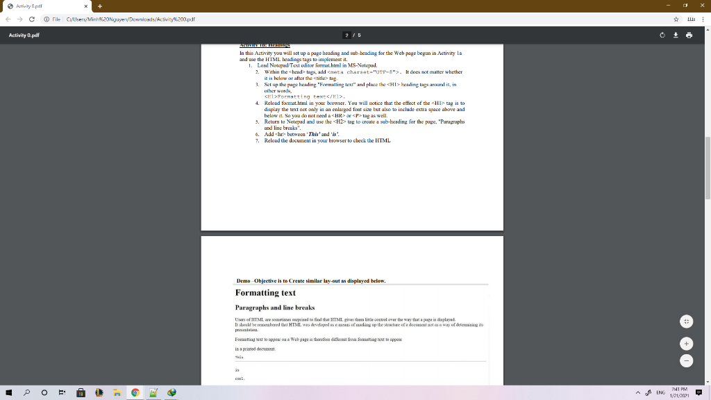 Activity.pdf rile C:/Users/Min.20Nguyer Downloads/Activity:200.pdf Activity 0.pdf 1/5 Activity la: Paragraphe Lime Becake
