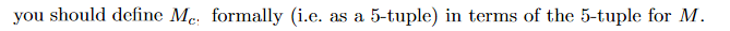 regular language, accepted by a DFA M. Construct a finite automaton Mc,