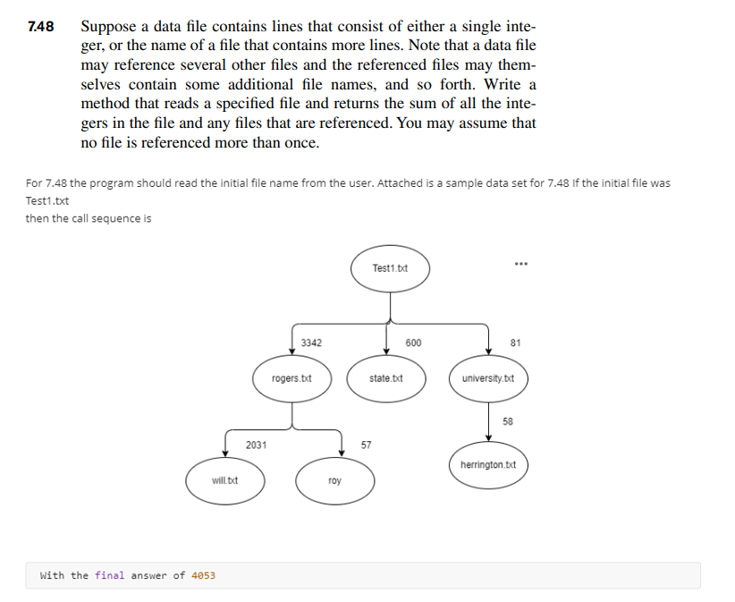  Write in Java please!7.48 Suppose a data file contains lines that
