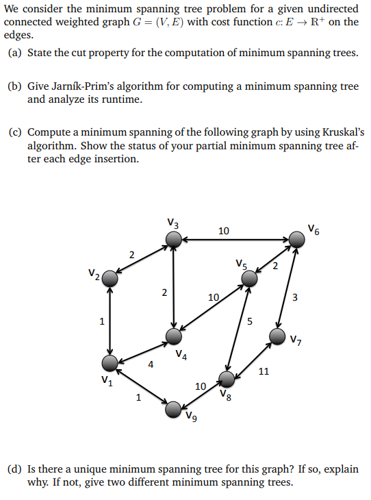  We consider the minimum spanning tree problem for a given undirected
