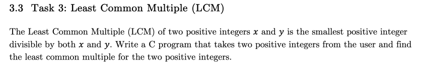 3.3 Task 3: Least Common Multiple (LCM) The Least Common Multiple