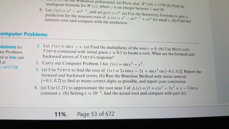  Numerical Analysis . Question 2. Using python e tR Wilkinson polynomial.