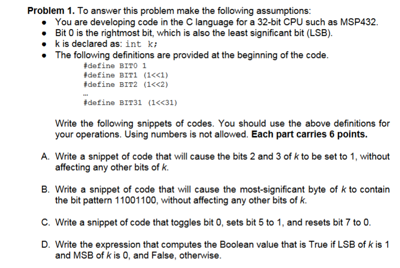 Problem 1. To answer this problem make the following assumptions: You