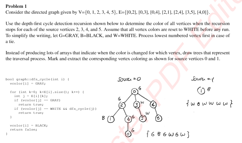  Problem 1 Consider the directed graph given by V={0, 1, 2,