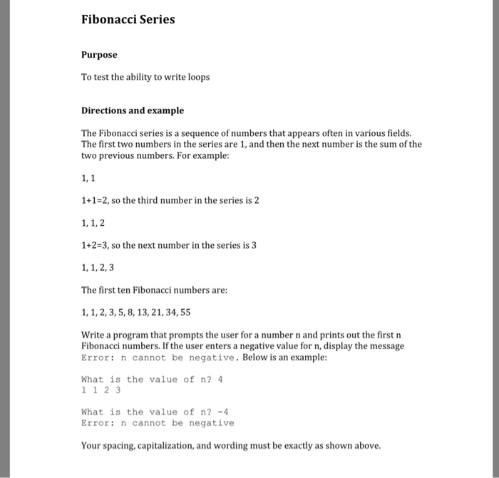  In Java Fibonacci Series Purpose To test the ability to write