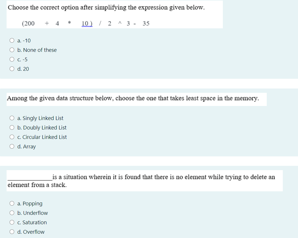 Choose the correct option after simplifying the expression given below. (200