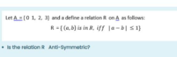 Let A.:(01. 2. 2) and a define a relation on A