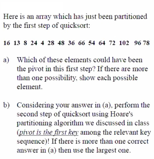 Here is an array which has just been partitioned by the