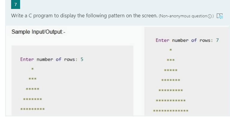  7 Write a C program to display the following pattern on