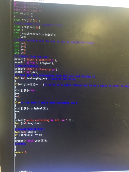  I don't know what i did wrong 11nclude curses include string