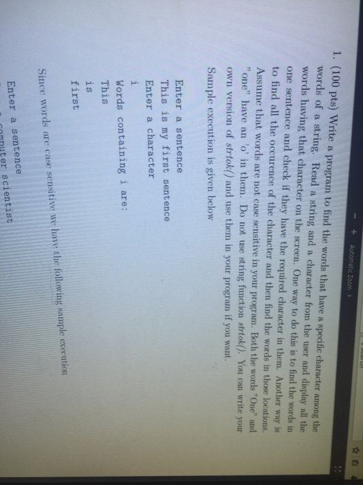 int main() char str [20][50] char char c int length struen (original);