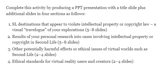 Complete this activity by producing a PPT presentation with a title
