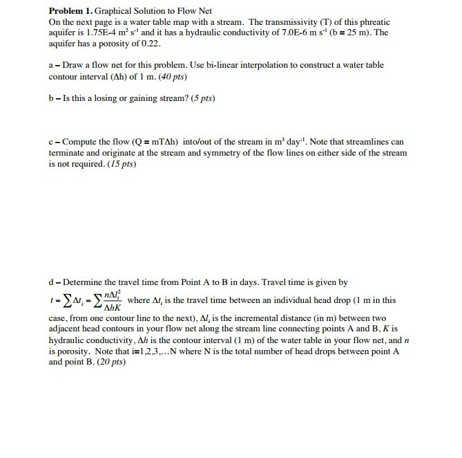 Problem 1. Graphical Solution to Flow Net On the next page