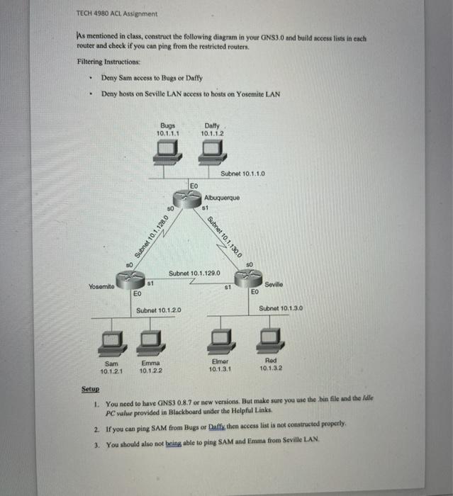  pleas share the file. TECH 4980 ACL Assignment As mentioned in