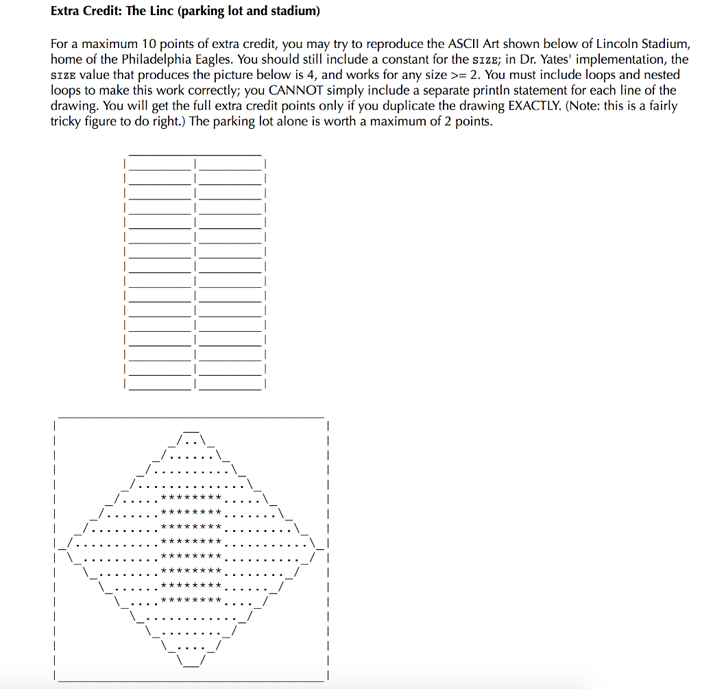 I need help with this Java Programing. Extra Credit: The Linc (parking