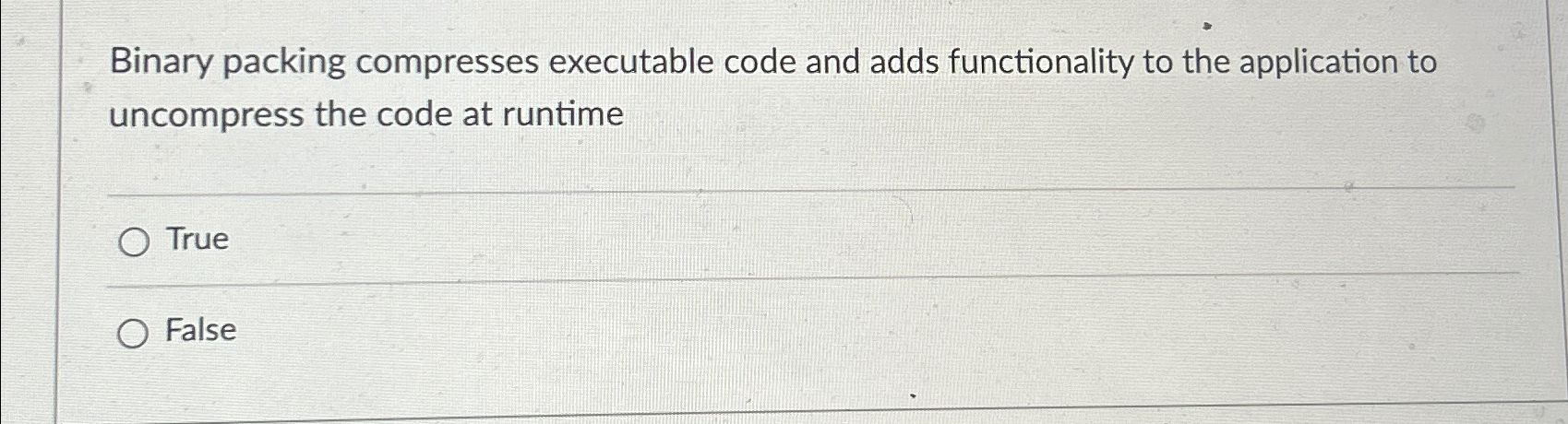  Binary packing compresses executable code and adds functionality to the application