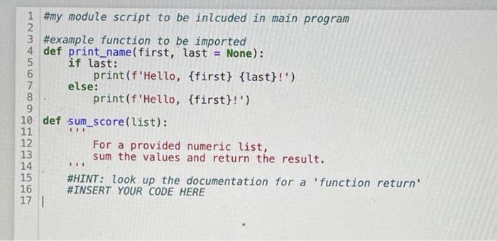 Only TASK 5 please. 1 #my module script to be inlcuded in